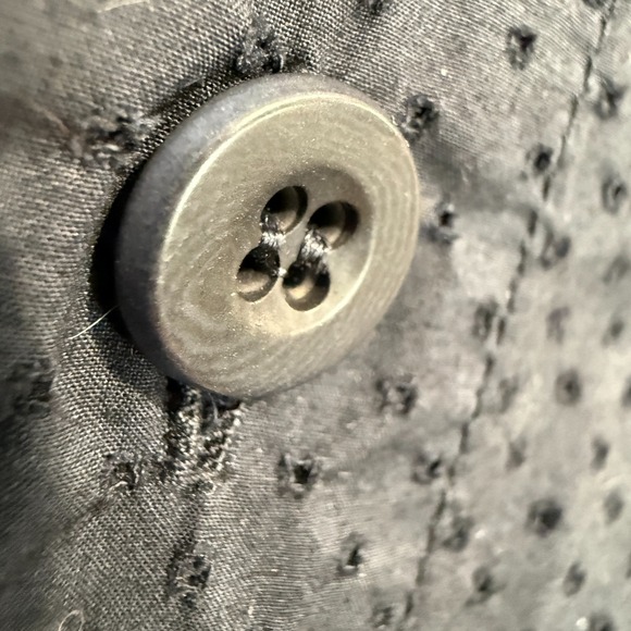 Labo Art Oversized Dress Womens Medium 2 Boxy Eyelet Poplin Shirt Dress Navy Dot - Picture 8 of 13